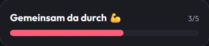 Fortschrittskarte „Gemeinsam da durch“ mit Stand 3 von 5